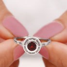 Vintage Style Bezel Set Garnet Solitaire Ring Garnet - ( AAA ) - Quality - Rosec Jewels