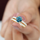 3.75 CT London Blue Topaz Solitaire Ring Set with Moissanite Eternity Band London Blue Topaz - ( AAA ) - Quality - Rosec Jewels