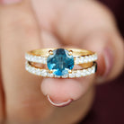 3.75 CT London Blue Topaz Solitaire Ring Set with Moissanite Eternity Band London Blue Topaz - ( AAA ) - Quality - Rosec Jewels