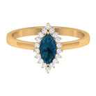 1 CT Marquise Cut London Blue Topaz Ring with Diamond Halo London Blue Topaz - ( AAA ) - Quality - Rosec Jewels