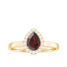 1.25 CT Pear Shape Garnet Ring with Diamond Halo Garnet - ( AAA ) - Quality - Rosec Jewels