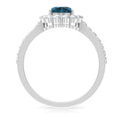 Oval Cut London Blue Topaz with Diamond Halo Ring London Blue Topaz - ( AAA ) - Quality - Rosec Jewels