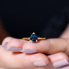 6X8 MM Pear Shaped London Blue Topaz Solitaire Ring London Blue Topaz - ( AAA ) - Quality - Rosec Jewels