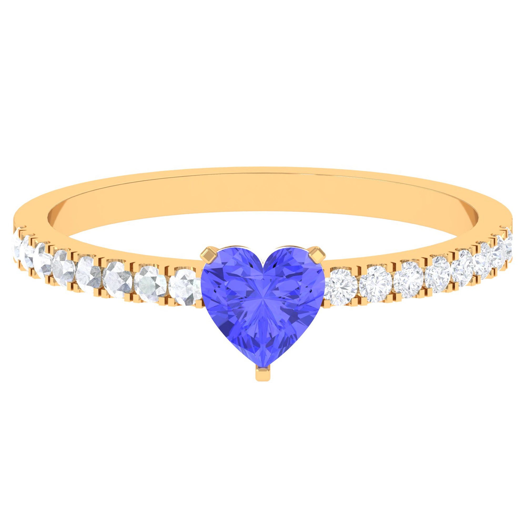 1.50 CT Heart Shaped Tanzanite Solitaire Ring with Diamond Tanzanite - ( AAA ) - Quality - Rosec Jewels