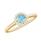 1/4 CT Round Aquamarine and Diamond Halo Ring Aquamarine - ( AAA ) - Quality - Rosec Jewels