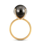 Tahitian Pearl Solitaire Engagement Ring with Diamond Tahitian pearl - ( AAA ) - Quality - Rosec Jewels