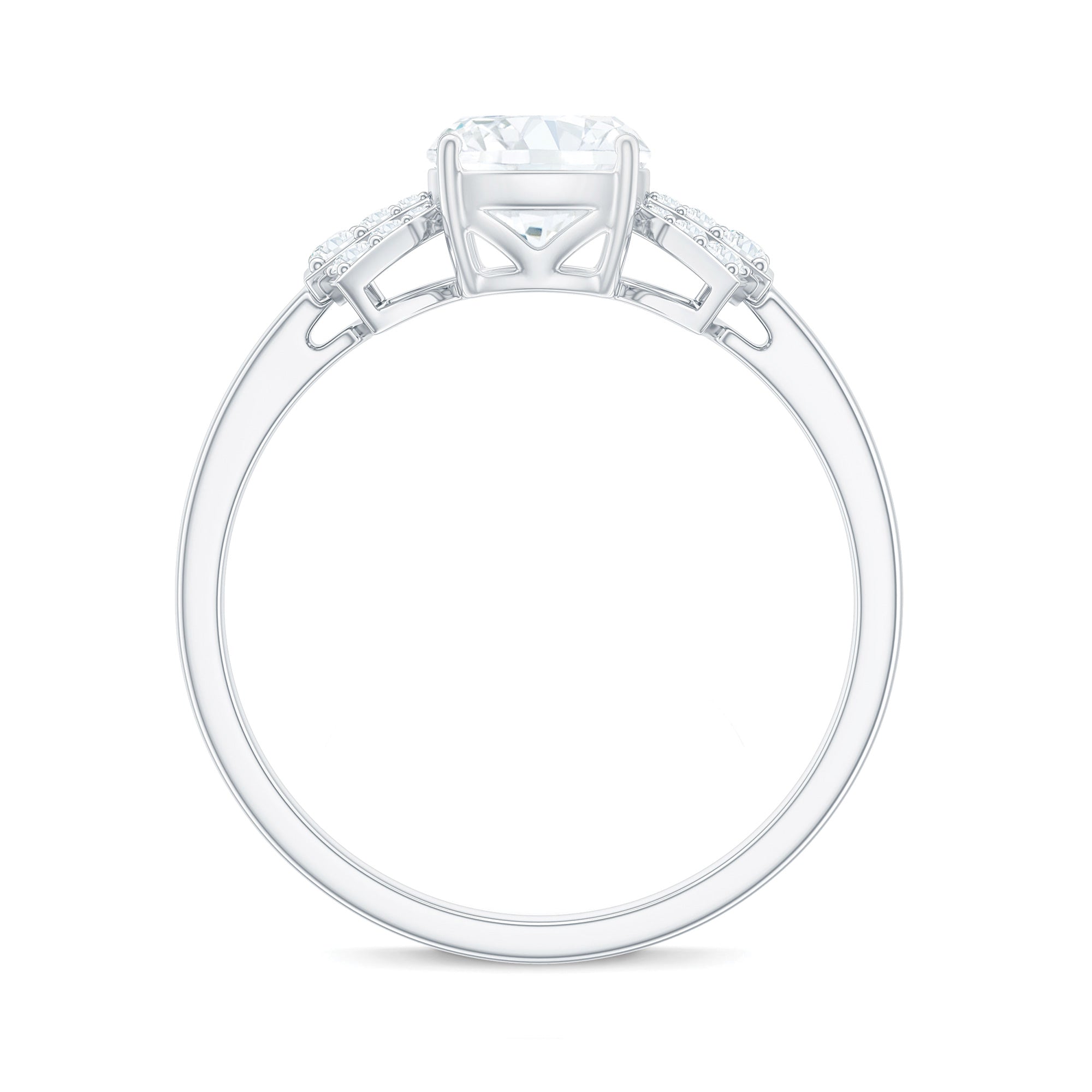 Cushion Cut Moissanite Solitaire Designer Engagement Ring in Gold Moissanite - ( D-VS1 ) - Color and Clarity - Rosec Jewels