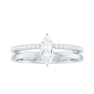 Certified Marquise Cut Moissanite Solitaire Double Band Ring Moissanite - ( D-VS1 ) - Color and Clarity - Rosec Jewels