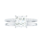 Princess Cut Solitaire Moissanite Double Band Engagement Ring Moissanite - ( D-VS1 ) - Color and Clarity - Rosec Jewels