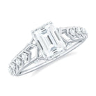 Emerald Cut Certified Moissanite Gold Solitaire Engagement Ring Moissanite - ( D-VS1 ) - Color and Clarity - Rosec Jewels