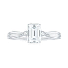 Emerald Cut Moissanite Simple Solitaire Engagement Ring for Girlfriend Moissanite - ( D-VS1 ) - Color and Clarity - Rosec Jewels