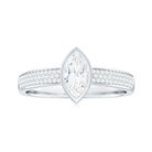 Marquise Cut Moissanite Solitaire Engagement Ring in Bezel Setting Moissanite - ( D-VS1 ) - Color and Clarity - Rosec Jewels