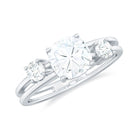 Cushion Cut Moissanite Double Band Promise Ring in Gold Moissanite - ( D-VS1 ) - Color and Clarity - Rosec Jewels