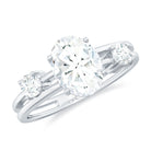 Oval Cut Moissanite Double Band Promise Ring in Gold Moissanite - ( D-VS1 ) - Color and Clarity - Rosec Jewels