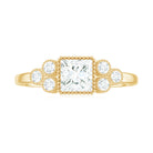 Princess and Round Cut Moissanite Designer Ring in Gold Moissanite - ( D-VS1 ) - Color and Clarity - Rosec Jewels