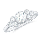 Round Shape Moissanite Designer Ring in Gold Moissanite - ( D-VS1 ) - Color and Clarity - Rosec Jewels