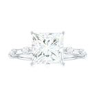 Large Princess Cut Moissanite Solitaire Engagement Ring in Gold Moissanite - ( D-VS1 ) - Color and Clarity - Rosec Jewels