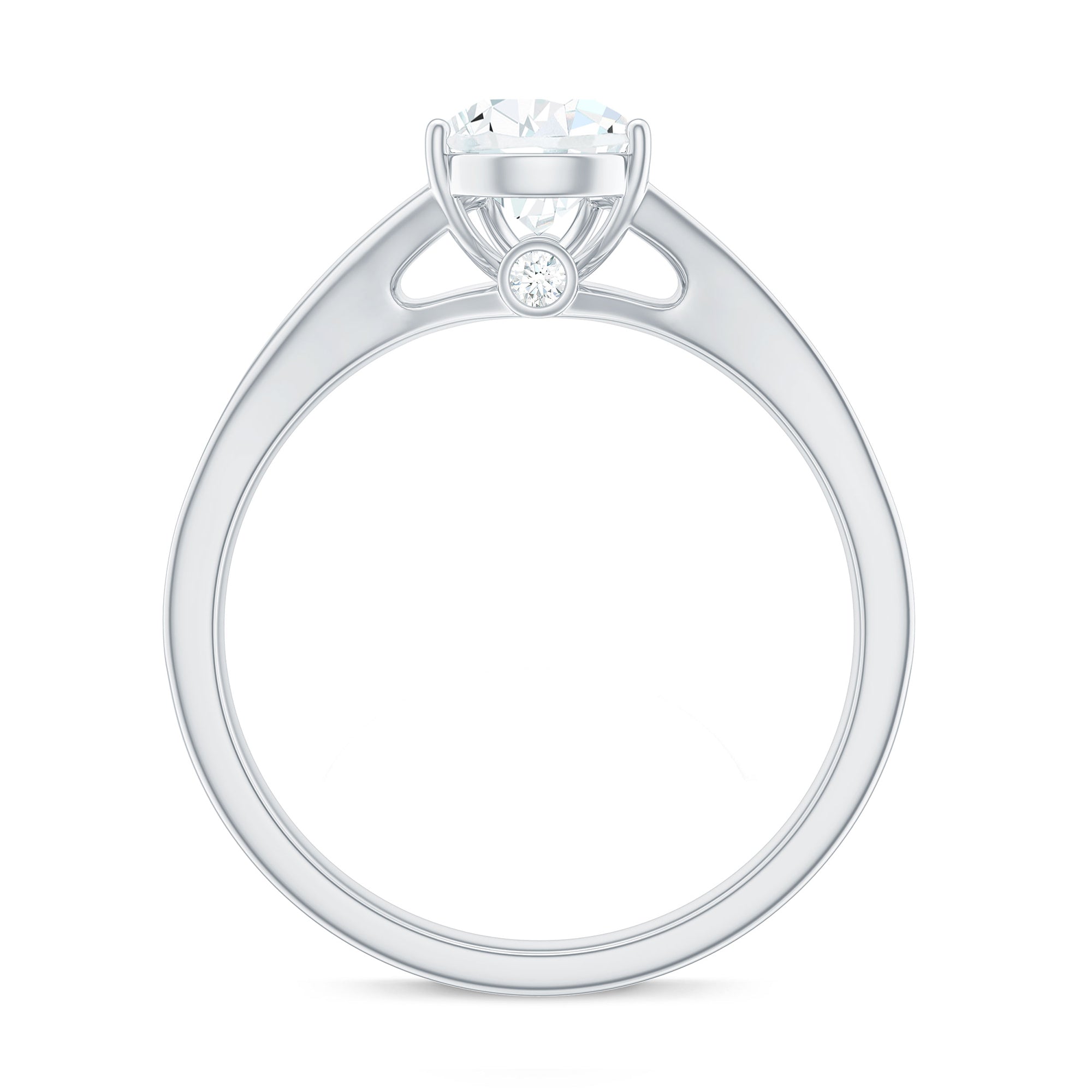 Pear Shape Moissanite Solitaire Engagement Ring with Split Shank Moissanite - ( D-VS1 ) - Color and Clarity - Rosec Jewels