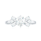 Round Cut Moissanite Solitaire Engagement Ring with Trio Moissanite - ( D-VS1 ) - Color and Clarity - Rosec Jewels