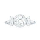 Round Shape Moissanite Cluster Halo Engagement Ring Moissanite - ( D-VS1 ) - Color and Clarity - Rosec Jewels