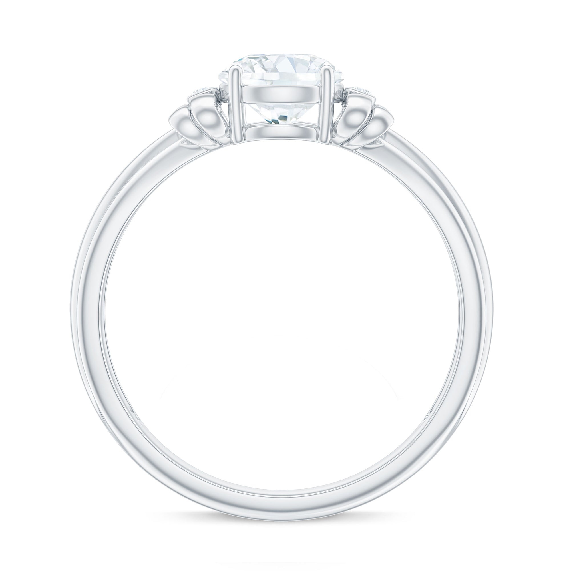 Round Cut Moissanite Solitaire Engagement Ring with Bow Moissanite - ( D-VS1 ) - Color and Clarity - Rosec Jewels