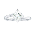 Princess Cut Moissanite Solitaire Bypass Promise Ring in Gold Moissanite - ( D-VS1 ) - Color and Clarity - Rosec Jewels