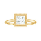 Princess Cut Moissanite Solitaire Gold Engagement Ring in Bezel Setting Moissanite - ( D-VS1 ) - Color and Clarity - Rosec Jewels