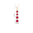 Created Ruby Moissanite Dangle Pendant Necklace Lab Created Ruby - ( AAAA ) - Quality - Rosec Jewels