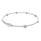 0.75 CT Bezel Set Pink Tourmaline Seven Stone Station Chain Bracelet Pink Tourmaline - ( AAA ) - Quality - Rosec Jewels