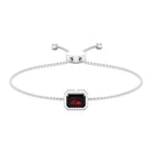 2.25 CT Octagon Cut Garnet and Diamond Bolo Chain Bracelet Garnet - ( AAA ) - Quality - Rosec Jewels