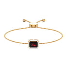 2.25 CT Octagon Cut Garnet and Diamond Bolo Chain Bracelet Garnet - ( AAA ) - Quality - Rosec Jewels