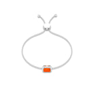 2 CT Emerald Cut Fire Opal and Diamond Bolo Chain Bracelet Fire Opal - ( AAA ) - Quality - Rosec Jewels