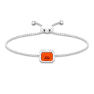 2 CT Emerald Cut Fire Opal and Diamond Bolo Chain Bracelet Fire Opal - ( AAA ) - Quality - Rosec Jewels