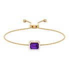 6X8 MM Octagon Cut Amethyst Bolo Chain Bracelet with Diamond Accent Amethyst - ( AAA ) - Quality - Rosec Jewels