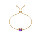 6X8 MM Octagon Cut Amethyst Bolo Chain Bracelet with Diamond Accent Amethyst - ( AAA ) - Quality - Rosec Jewels