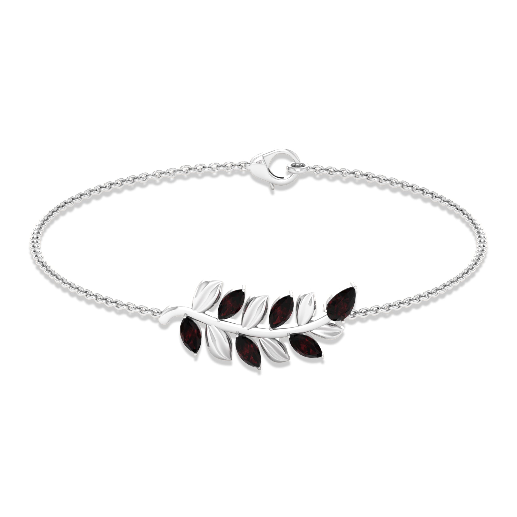 1.25 CT Pear and Marquise Cut Garnet and Gold Leaf Chain Bracelet Garnet - ( AAA ) - Quality - Rosec Jewels