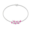 Marquise and Pear Cut Pink Sapphire Leaf Chain Bracelet Pink Sapphire - ( AAA ) - Quality - Rosec Jewels