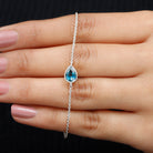 3/4 CT Pear Cut London Blue Topaz Solitaire Gold Chain Bracelet London Blue Topaz - ( AAA ) - Quality - Rosec Jewels