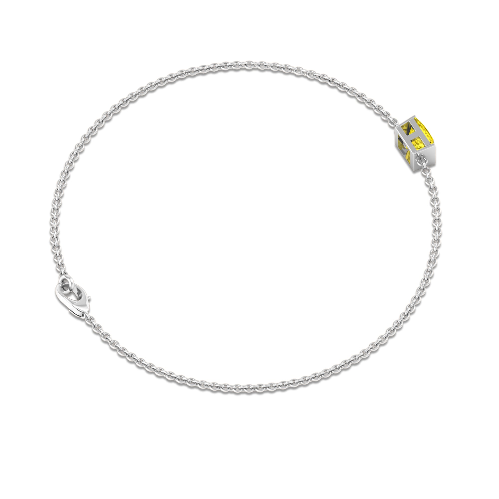 Princess Cut Yellow Sapphire Solitaire Bracelet in Bar Setting Yellow Sapphire - ( AAA ) - Quality - Rosec Jewels