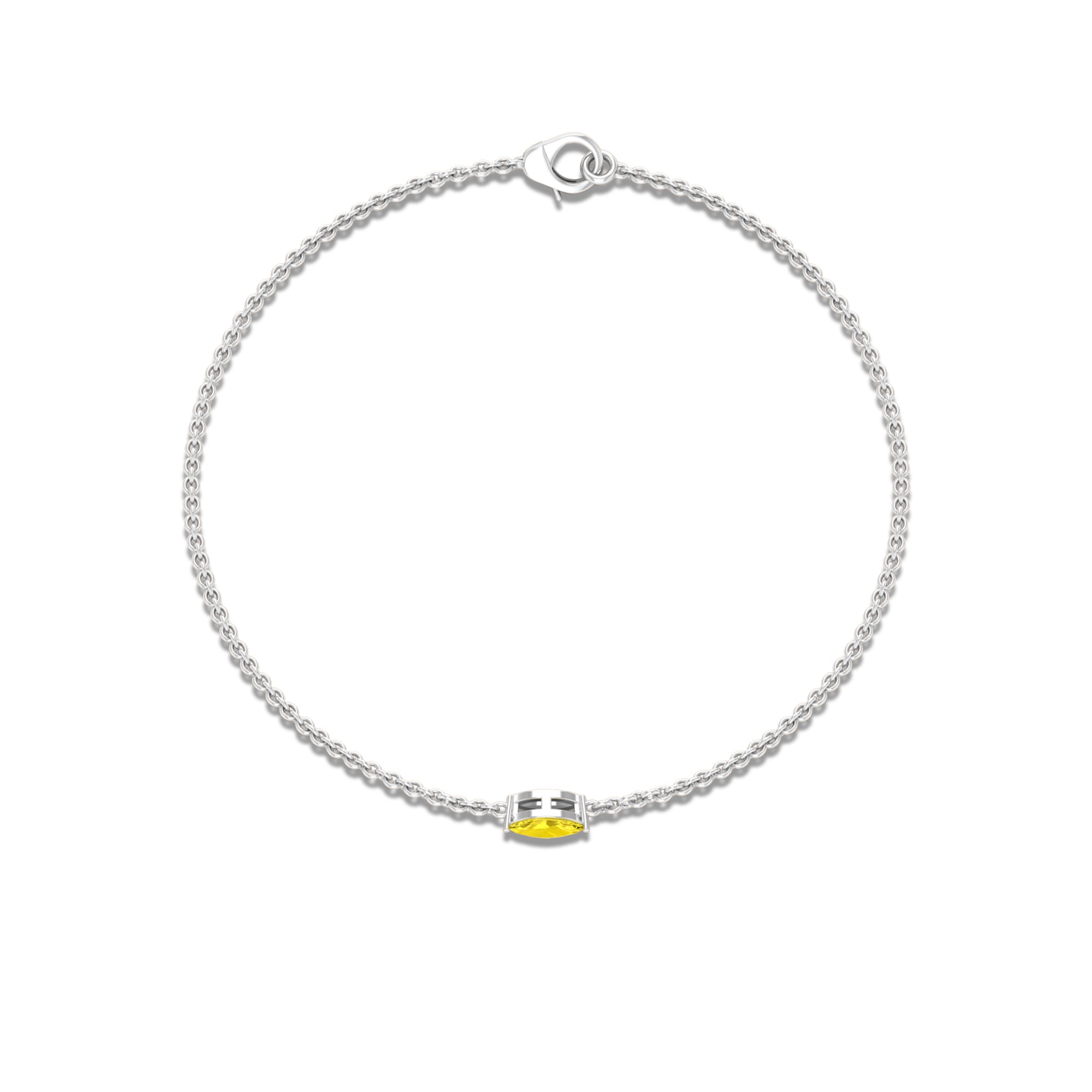 Marquise Shape Solitaire Yellow Sapphire East West Chain Bracelet Yellow Sapphire - ( AAA ) - Quality - Rosec Jewels