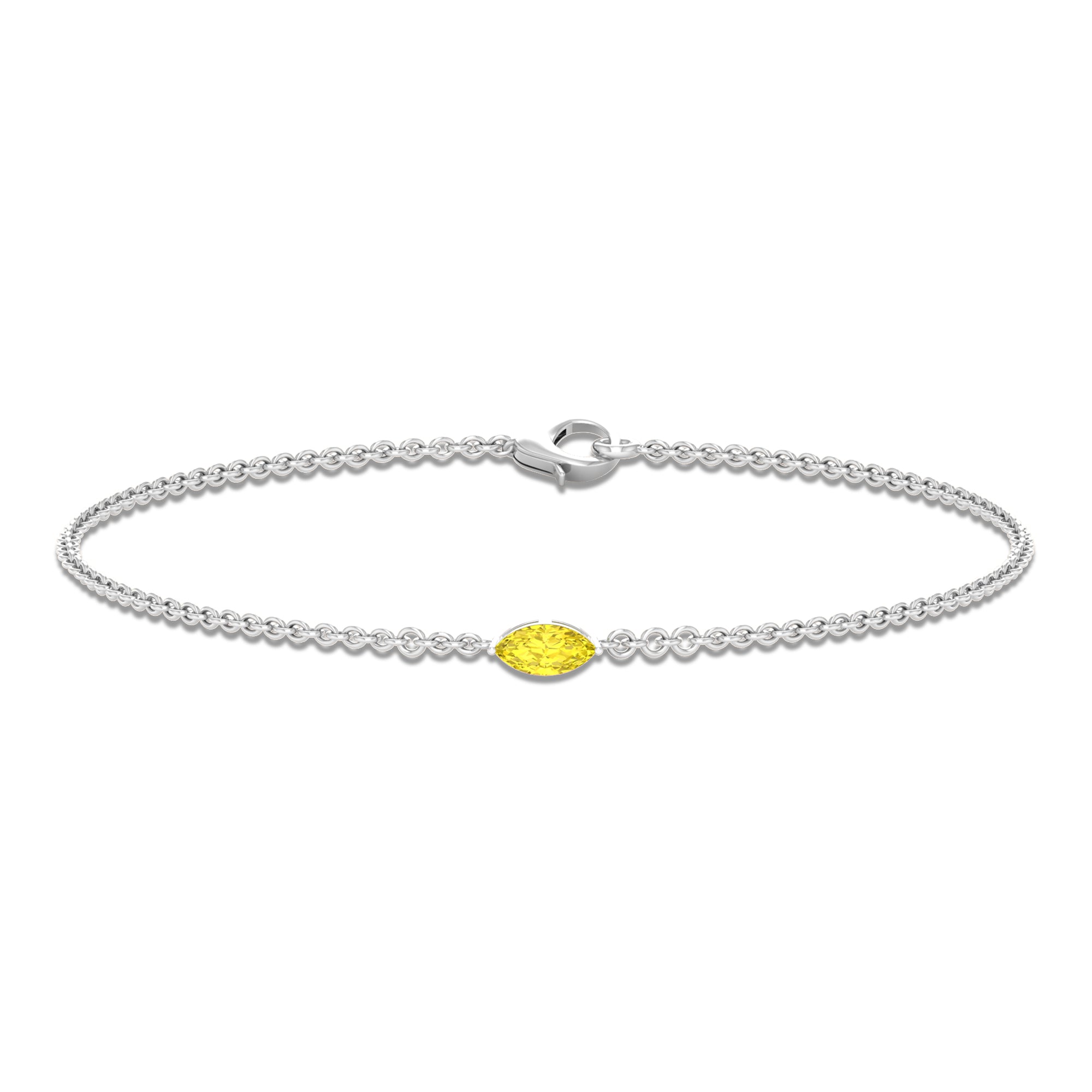 Marquise Shape Solitaire Yellow Sapphire East West Chain Bracelet Yellow Sapphire - ( AAA ) - Quality - Rosec Jewels