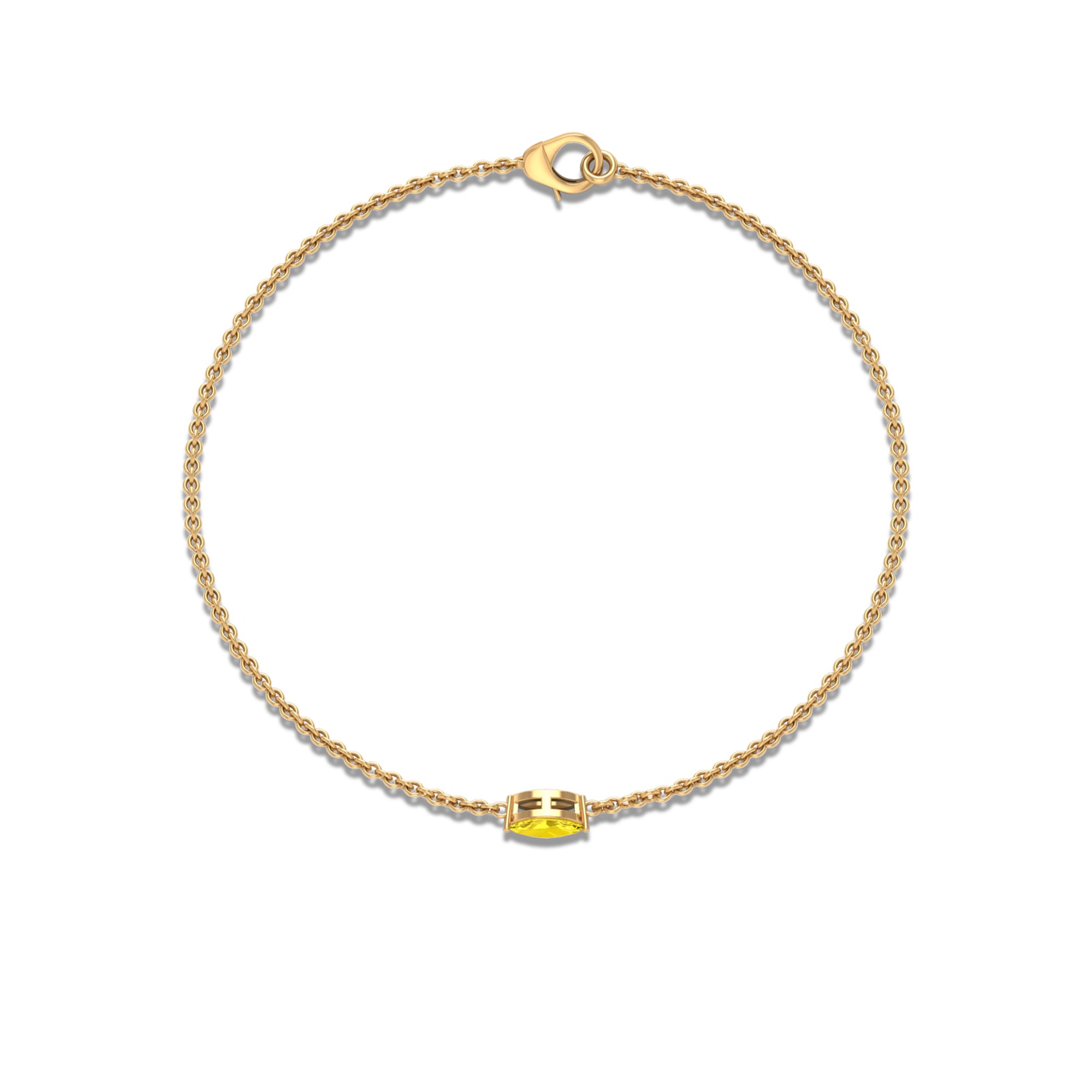 Marquise Shape Solitaire Yellow Sapphire East West Chain Bracelet Yellow Sapphire - ( AAA ) - Quality - Rosec Jewels