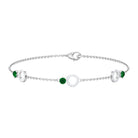 1/2 CT Genuine Emerald and Diamond Minimal Station Chain Bracelet Emerald - ( AAA ) - Quality - Rosec Jewels