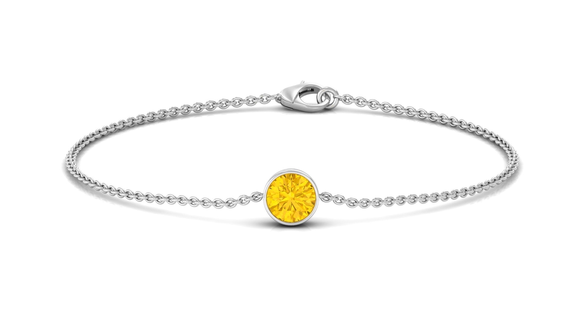 Bezel Set Yellow Sapphire Simple Solitaire Bracelet Yellow Sapphire - ( AAA ) - Quality - Rosec Jewels