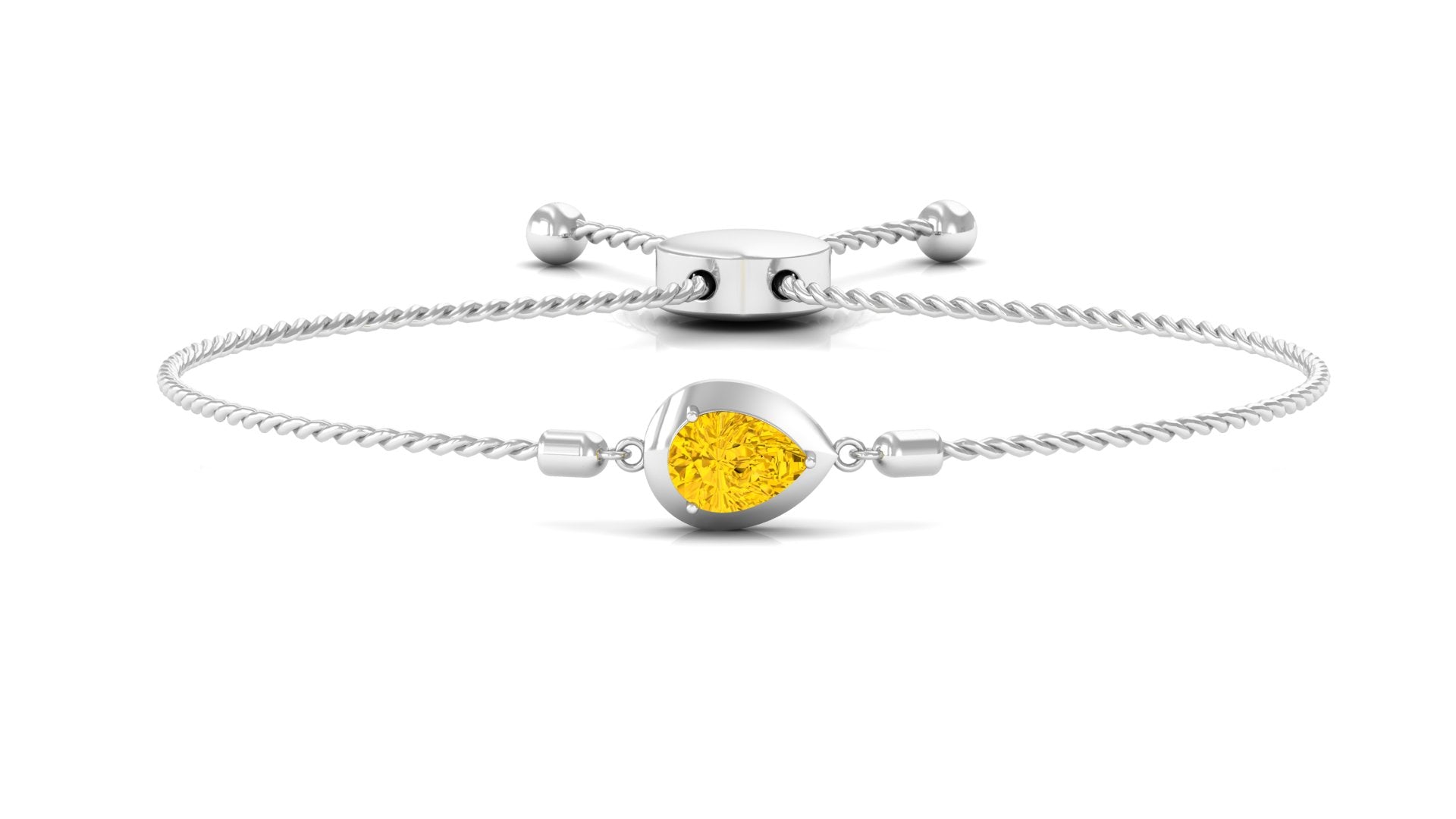 Pear Cut Solitaire Yellow Sapphire Simple Bolo Bracelet Yellow Sapphire - ( AAA ) - Quality - Rosec Jewels