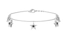 0.25 CT Black Diamond and Gold Star Charm Chain Bracelet Black Diamond - ( AAA ) - Quality - Rosec Jewels