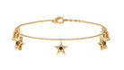 0.25 CT Black Diamond and Gold Star Charm Chain Bracelet Black Diamond - ( AAA ) - Quality - Rosec Jewels