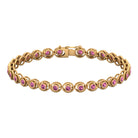 Bezel Set Natural Pink Tourmaline Tennis Bracelet Pink Tourmaline - ( AAA ) - Quality - Rosec Jewels