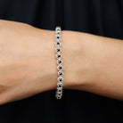 Lab Grown Black Diamond Tennis Bracelet with Rope Frame Lab Created Black Diamond - ( AAAA ) - Quality - Rosec Jewels