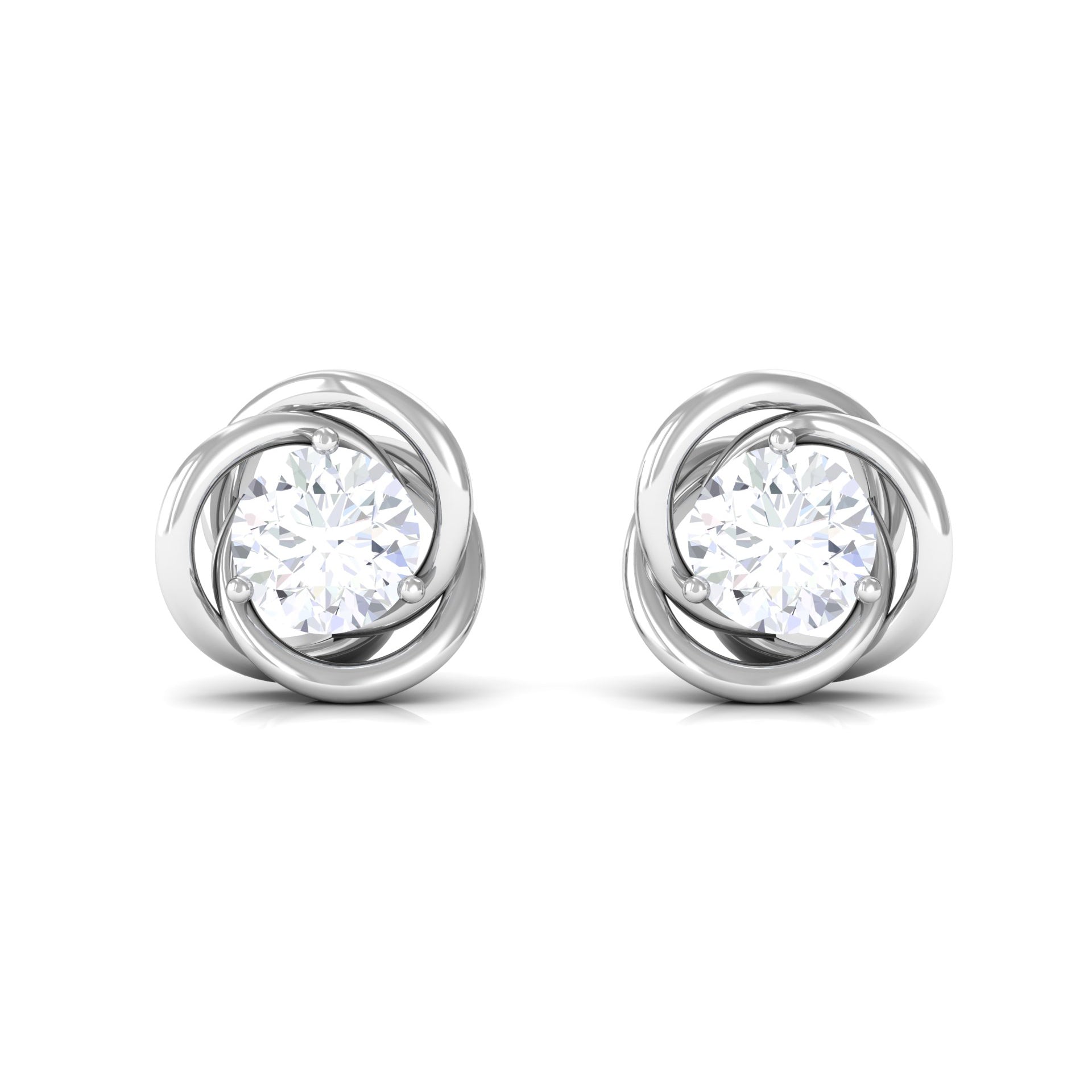 3/4 CT Zircon Solitaire Stud Earrings with Swirl Details Zircon - ( AAAA ) - Quality - Rosec Jewels